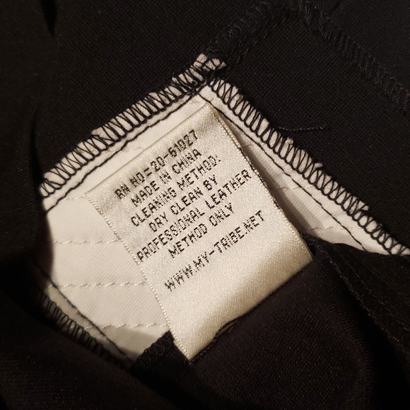 MY TRIBE New Genuine Leather Strip Panel Pencil SKIRT Black White NWT Women's L - Picture 10 of 13